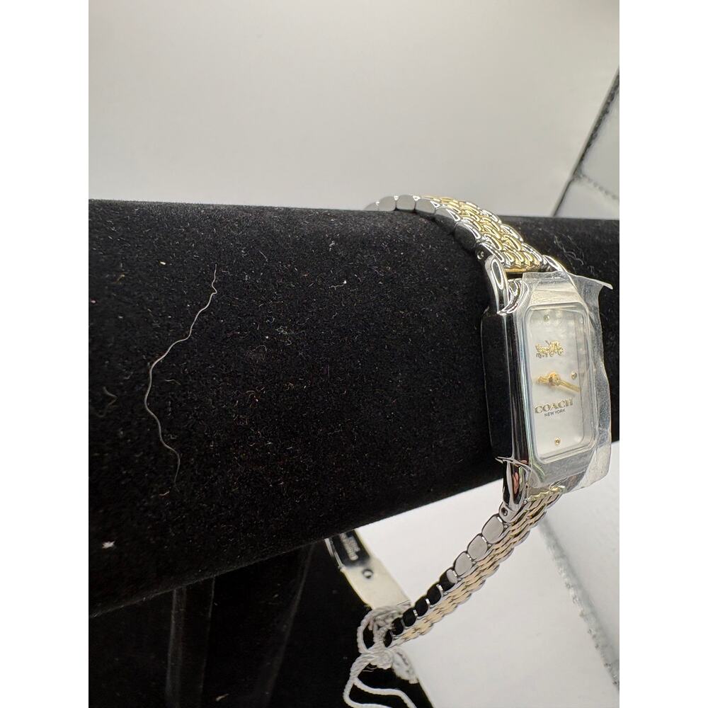 Coach New York Cadie Women Watch Two-Tone Bracelet Slim Rectangular As Is Silver - Picture 4 of 8